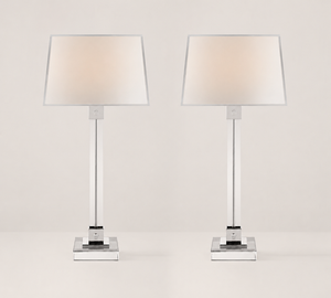 Pair of Ralph Lauren Home Varick Polished Nickel & Crystal Table Lamps (*RETAIL- $3,600)