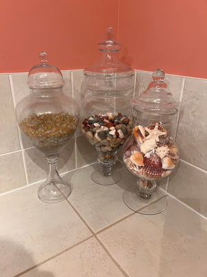 3 Glass Apothecary Jars Lot