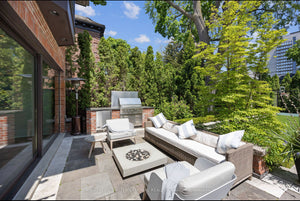 3 Piece Patio Set-- Restoration Hardware Sofa + 2 Mamagreen Kaat Teak Chairs