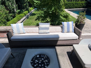 3 Piece Patio Set-- Restoration Hardware Sofa + 2 Mamagreen Kaat Teak Chairs