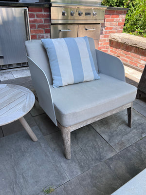 3 Piece Patio Set-- Restoration Hardware Sofa + 2 Mamagreen Kaat Teak Chairs