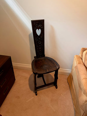 Antique Carved Oak Spinning Chair