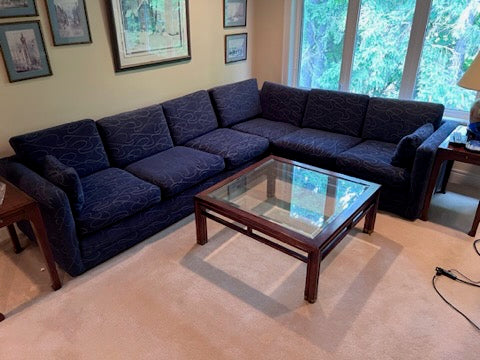 Vintage Vienna Upholstery Blue Sectional Sofa
