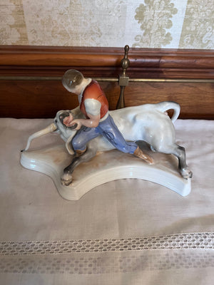 Herend Toldi and the Bull Man Figurine