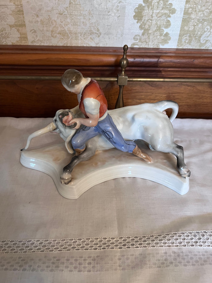 Herend Toldi and the Bull Man Figurine