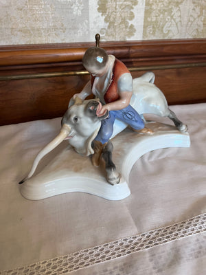Herend Toldi and the Bull Man Figurine