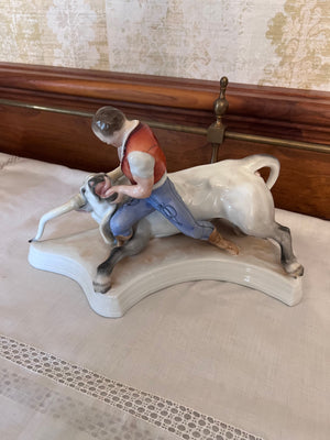 Herend Toldi and the Bull Man Figurine