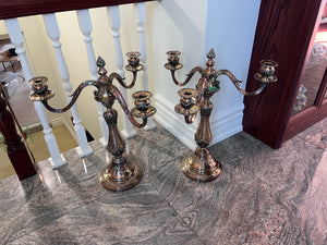 Pair of Impressive LARGE Silver Plate Candle Holders