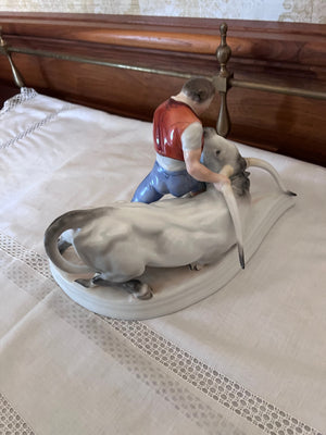 Herend Toldi and the Bull Man Figurine