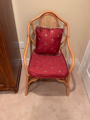 Bamboo Style Chair, Red Cushions