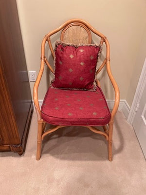 Bamboo Style Chair, Red Cushions