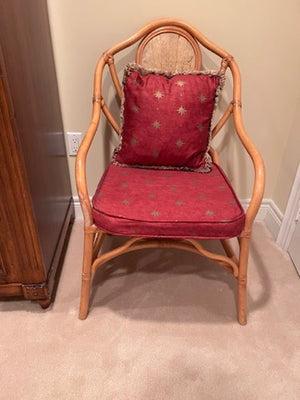 Bamboo Style Chair, Red Cushions