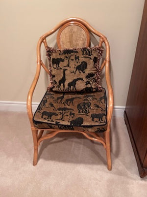 Bamboo Style Chair, Black & Gold Cushions