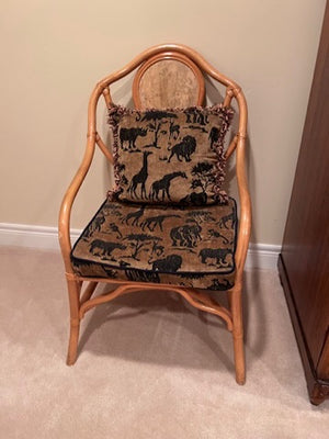 Bamboo Style Chair, Black & Gold Cushions