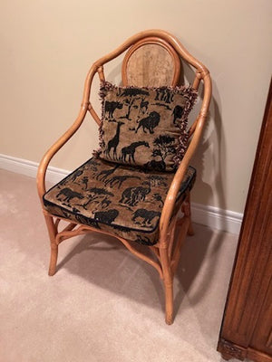 Bamboo Style Chair, Black & Gold Cushions