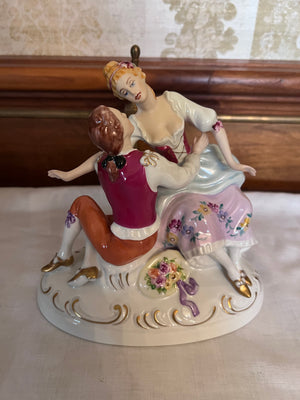 Royal Dux Figurine, Man & Woman Sitting