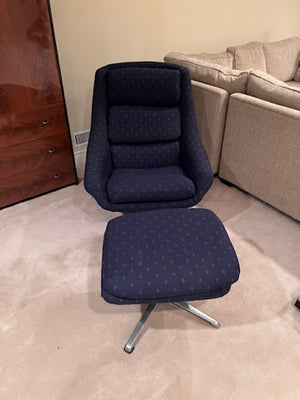 Mid-Century Modern Overman AB Swedish Chrome Swivel Lounge Chair & Ottoman