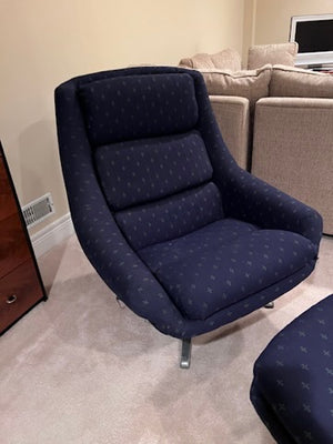 Mid-Century Modern Overman AB Swedish Chrome Swivel Lounge Chair & Ottoman
