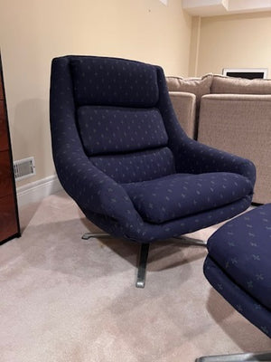 Mid-Century Modern Overman AB Swedish Chrome Swivel Lounge Chair & Ottoman