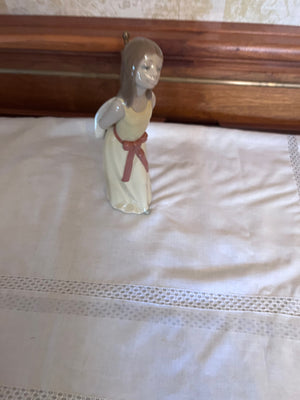 Lladro Figurine, Girl Holding Hat