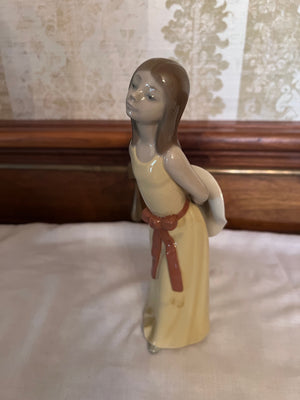 Lladro Figurine, Girl Holding Hat