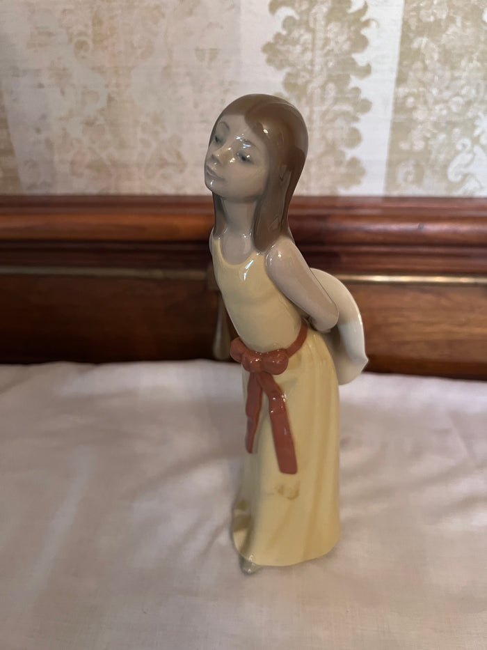 Lladro Figurine, Girl Holding Hat