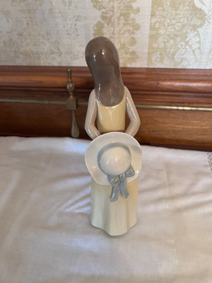 Lladro Figurine, Girl Holding Hat