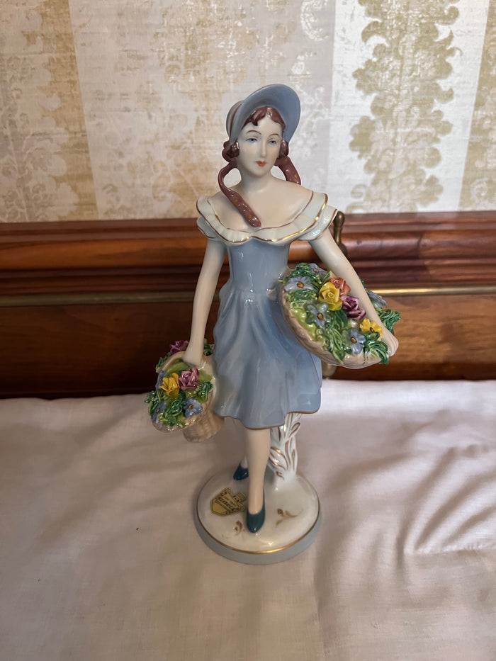 Royal Dux Figurine, Lady with Flowers