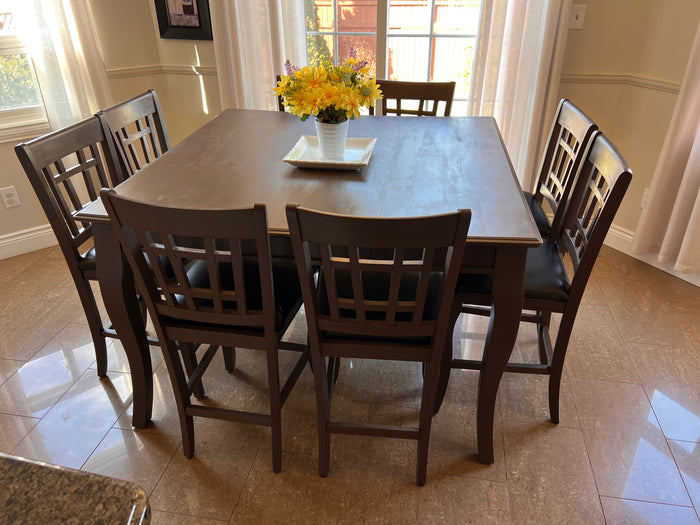 Counter Height Dining Table + 8 Chairs