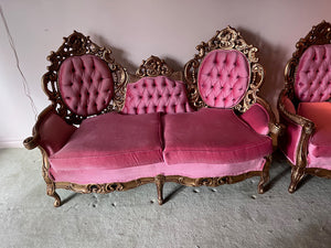 Vintage Victorian Pink & Gold Love Seat