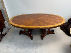 Henredon Regency Burl Wood Double Pedestal Extendable Dining Table