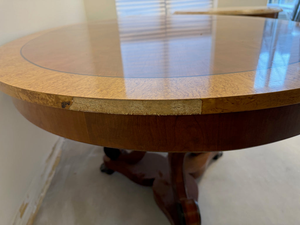 Henredon Regency Burl Wood Double Pedestal Extendable Dining Table