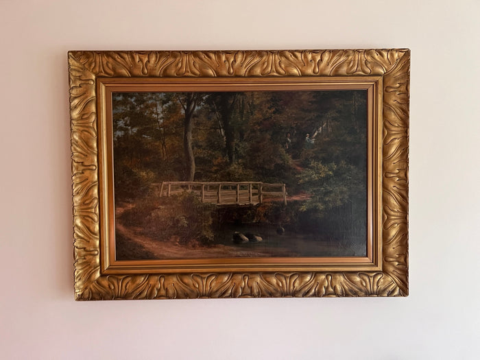 Gilbert Hall Painting (19th century) British, A scene of River and Forest