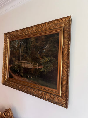 Gilbert Hall Painting (19th century) British, A scene of River and Forest