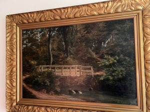 Gilbert Hall Painting (19th century) British, A scene of River and Forest