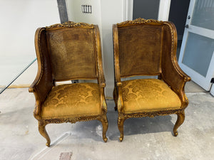 Henredon Schoonbeck Collection Large Louis XV style gilded beechwood cane back chairs