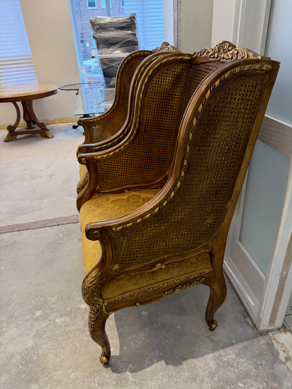 Henredon Schoonbeck Collection Large Louis XV style gilded beechwood cane back chairs