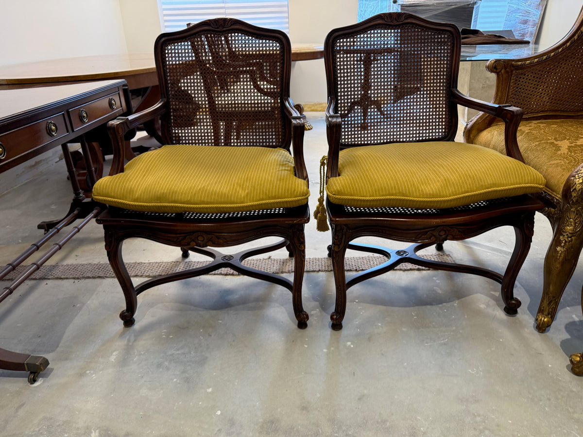 Pair of Louis XV Cane Bergere Chairs