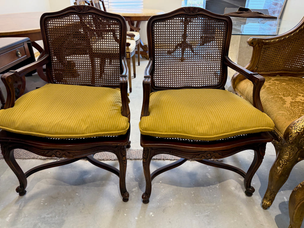 Pair of Louis XV Cane Bergere Chairs