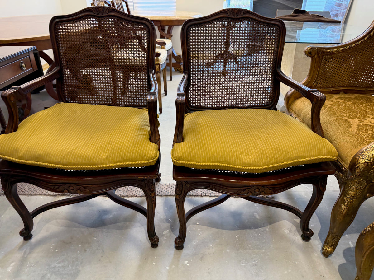 Pair of Louis XV Cane Bergere Chairs