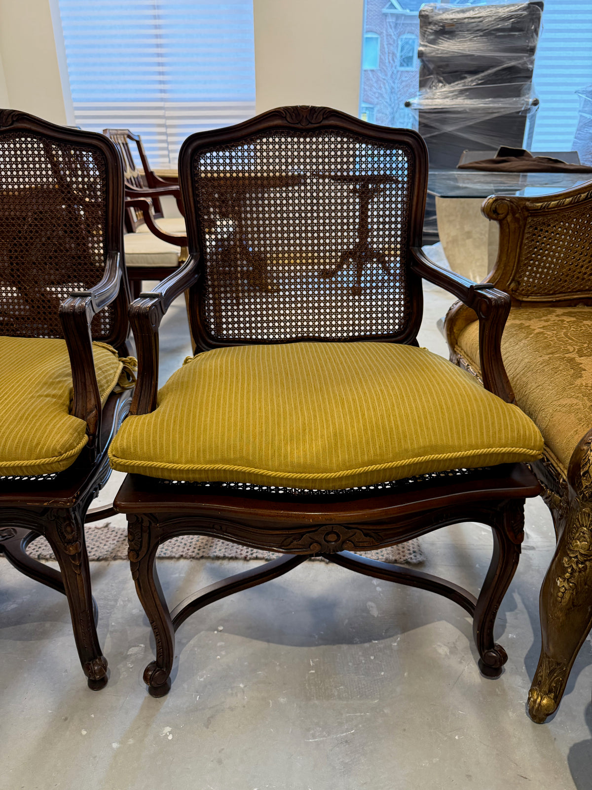 Pair of Louis XV Cane Bergere Chairs