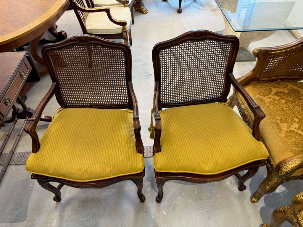 Pair of Louis XV Cane Bergere Chairs