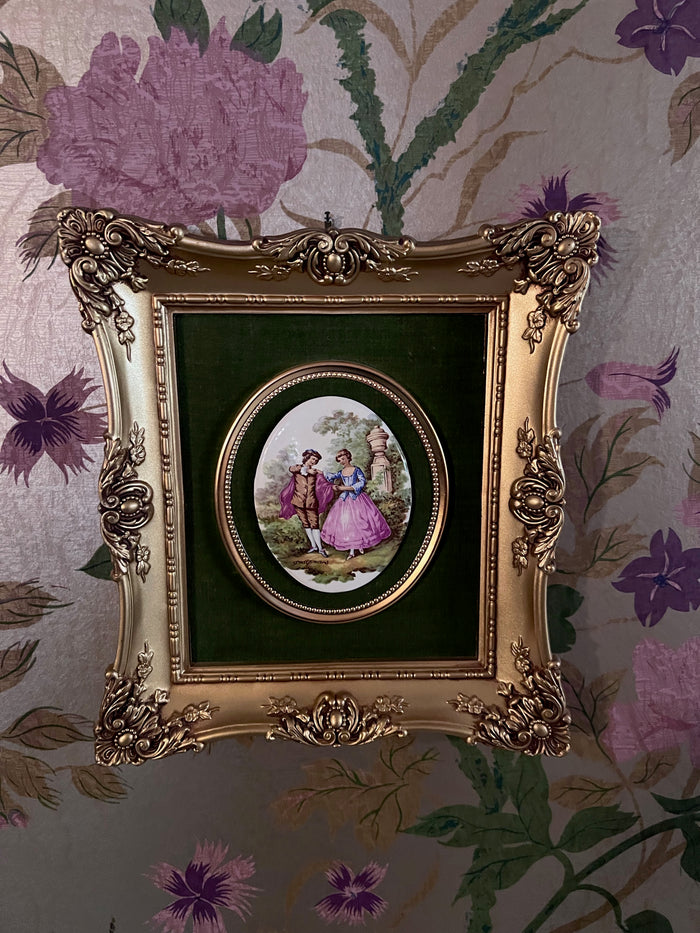 Fragonard Porcelain Painted Framed Cameo