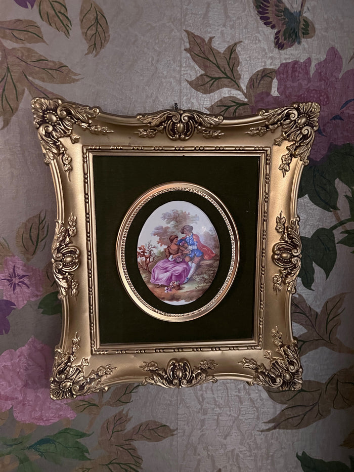 Fragonard Porcelain Painted Framed Cameo