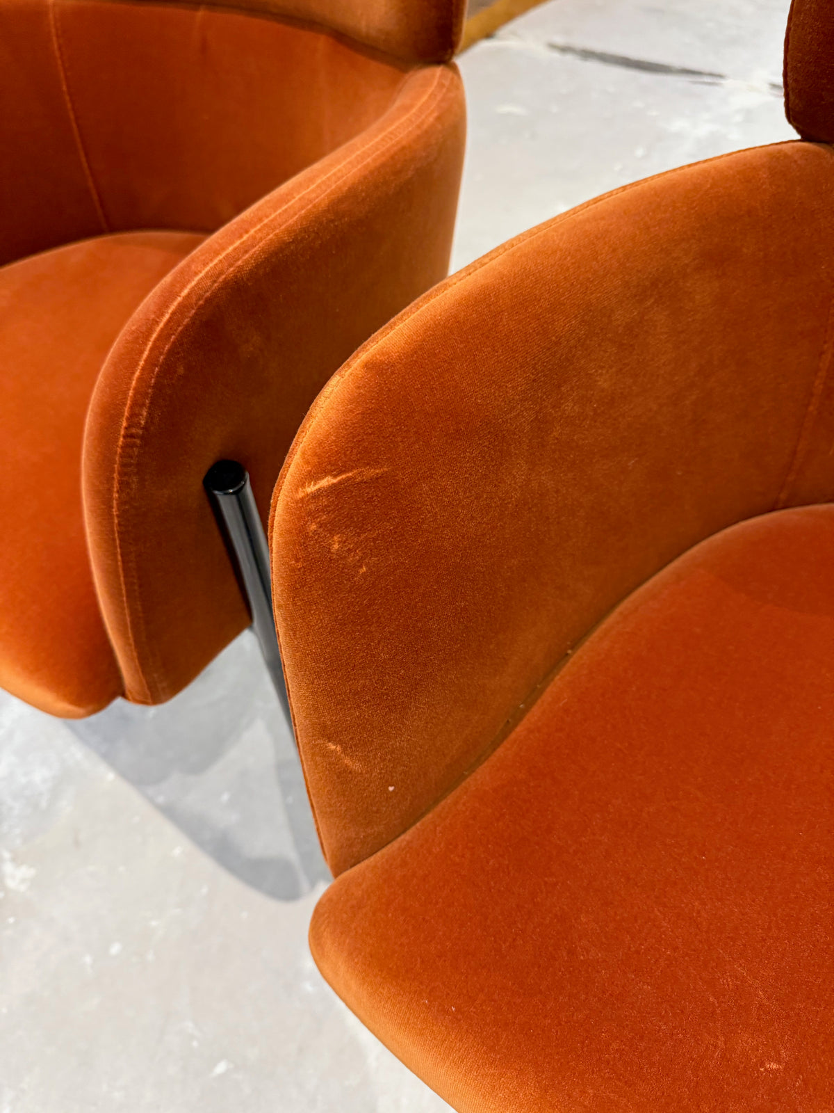 Pair of CB2 Azalea Brown Velvet Chairs