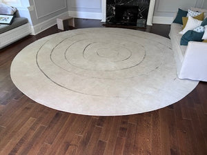 14ft Hand Knotted Wool & Silk Round Area Rug- Custom by Ashley Botten Design