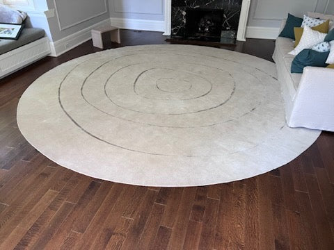 14ft Hand Knotted Wool & Silk Round Area Rug- Custom by Ashley Botten Design