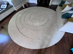 14ft Hand Knotted Wool & Silk Round Area Rug- Custom by Ashley Botten Design