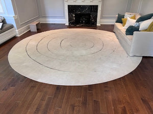 14ft Hand Knotted Wool & Silk Round Area Rug- Custom by Ashley Botten Design