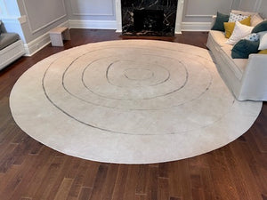 14ft Hand Knotted Wool & Silk Round Area Rug- Custom by Ashley Botten Design